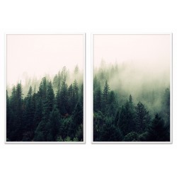 Obrazy na płótnie las w mgle zestaw 2 szt.