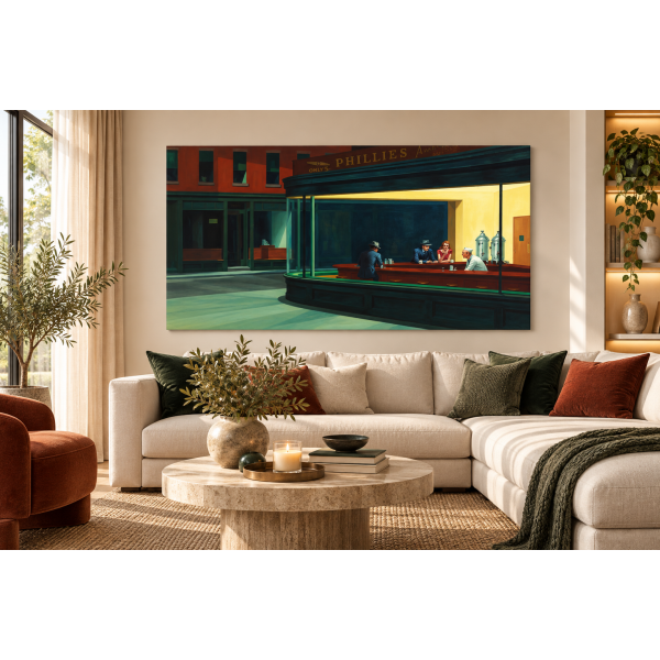  Obraz na płótnie Edward Hopper Nocne marki 50x90cm