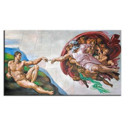  Obraz olejny ręcznie malowany Michał Anioł Stworzenie Adama 100x180cm