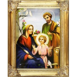  Obraz Świętej Rodziny na ślub 37x47 cm malowany na płótnie olejny w złotej ramie