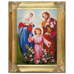  Obraz Świętej Rodziny na ślub 37x47 cm malowany na płótnie olejny w złotej ramie