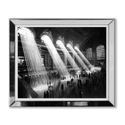  Obraz w lustrzanej ramie czarno-biały nowoczesny promienie światła 31x41cm