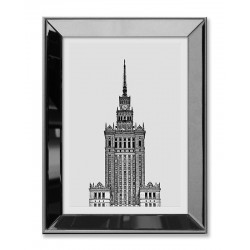  Obraz w lustrzanej ramie czarno-biały nowoczesny Pałac kultury 31x41cm