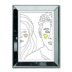  Obraz linearny w lustrzanej ramie do salonu dziewczyna i chłopak 31x41cm