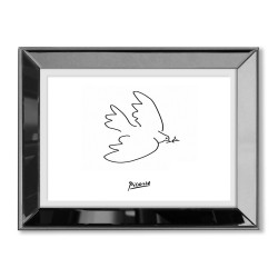  Obraz linearny w lustrzanej ramie do salonu Picasso ptak jedna linia 31x41cm