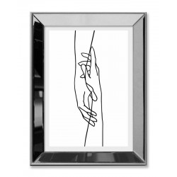  Obraz linearny w lustrzanej ramie do salonu splecione dłonie 41x51cm