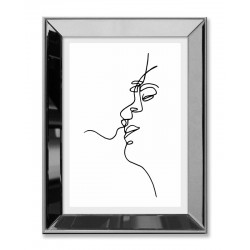  Obraz linearny w lustrzanej ramie do salonu pocałunek 31x41cm