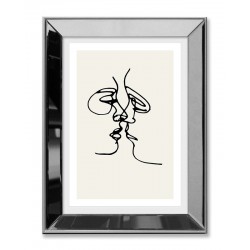  Obraz linearny w lustrzanej ramie do salonu pocałunek zakochanych 31x41cm