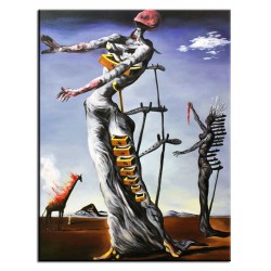  Obraz olejny ręcznie malowany Salvador Dali Płonąca żyrafa kopia 90x120cm