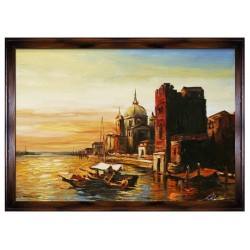  Obraz olejny ręcznie malowany 200x140cm Łódź i zachód słońca