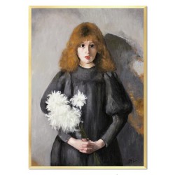  Obraz malowany Olga Boznańska Dziewczyna z chryzantemami 53x73cm