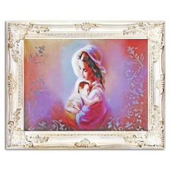  Obraz Matki Boskiej z Dzieciątkiem 37x47 cm obraz olejny na płótnie piękny złota rama
