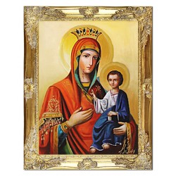  Obraz Matki Boskiej z Dzieciątkiem 37x47 cm obraz olejny na płótnie złota rama