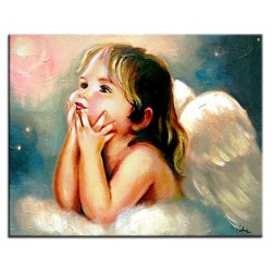  Obraz z Aniołkiem w zadumie 40x50 cm obraz malowany na płótnie