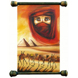  Obraz olejny ręcznie malowany 55x68cm Piramidy i wielbłądy