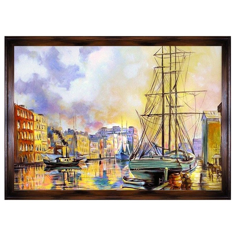  Obraz olejny ręcznie malowany 200x140cm Malowniczy port