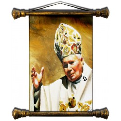  Obraz Jana Pawła II papieża 37x62 cm obraz olejny na płótnie w złotej ramie