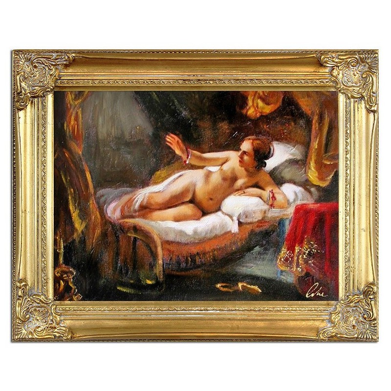  Obraz ręcznie malowany na płótnie 37x47cm akt kobiecy w złotej ramie