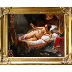  Obraz ręcznie malowany na płótnie 37x47cm akt kobiecy w złotej ramie