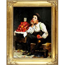  Obraz olejny ręcznie malowany John George Brown Jedzenie zysków 37x47cm