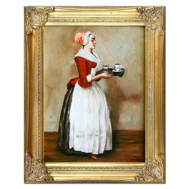  Obraz olejny ręcznie malowany Jean Etienne Liotard Dziewczyna z czekoladą kopia