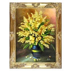  Obraz olejny ręcznie malowany 37x47cm Żółte rozłożyste kwiaty