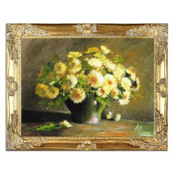  Obraz olejny ręcznie malowany 37x47cm Kwiaty ze świeżego ogrodu