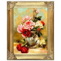  Obraz olejny ręcznie malowany 37x47cm Kryształowy wazon