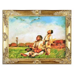  Obraz olejny ręcznie malowany na płótnie 47x37cm Józef Chełmoński Bociany kopia