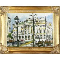  Obraz olejny ręcznie malowany 37x47cm Biały budynek