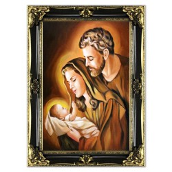  Obraz Świętej Rodziny na ślub 85x115 cm malowany na płótnie olejny w złotej ramie