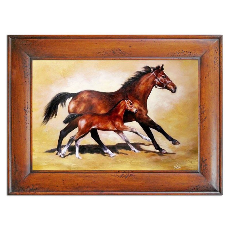  Obraz olejny ręcznie malowany 86x116cm Spacer koni