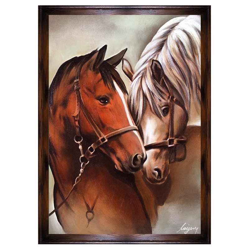  Obraz olejny ręcznie malowany 140x200cm Dwa konie