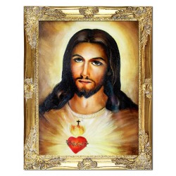  Obraz olejny ręcznie malowany z Jezusem Chrystusem Jezu Ufam Tobie obraz w złotej ramie 37x47 cm