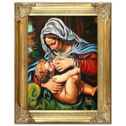  Obraz olejny ręcznie malowany Andrea Solario Madonna karmiąca 37x47 cm obraz w złotej ramie