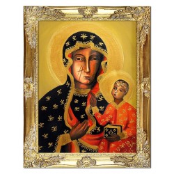  Obraz Matki Boskiej Częstochowskiej 37x47 cm obraz olejny na płótnie złota rama