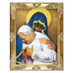  Obraz Jana Pawła II papieża z Maryją 37x47 cm obraz olejny na płótnie w złotej ramie