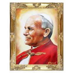  Obraz Jana Pawła II papieża 37x47 cm obraz olejny na płótnie w złotej ramie