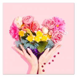  Obraz dla zakochanych serce z kwiatów 100x100cm