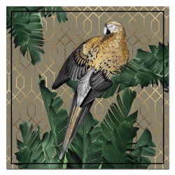  Obraz na płótnie złota papuga w dżungli 100x100cm