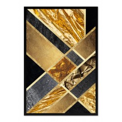  Obraz na płótnie w czarnej ramie 63x93cm złota abstrakcja