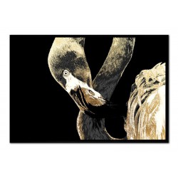  Obraz na płótnie w czarnej ramie 63x93cm złoty flaming