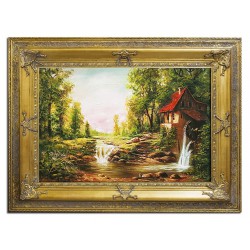  Obraz olejny ręcznie malowany 90x120cm Dworek Chatka