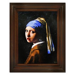  Obraz olejny ręcznie malowany na płótnie 37x47cm Jan Vermeer Dziewczyna z perłą kopia