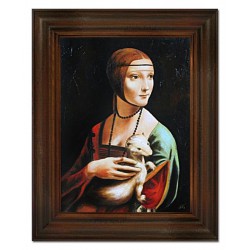  Obraz olejny ręcznie malowany na płótnie 37x47cm Leonardo da Vinci Dama z gronostajem kopia