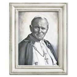  Obraz Jana Pawła II papieża 37x47 cm obraz olejny na płótnie czarno-biały