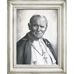  Obraz Jana Pawła II papieża 37x47 cm obraz olejny na płótnie czarno-biały