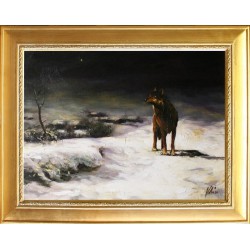  Obraz olejny ręcznie malowany 37x47cm Pies