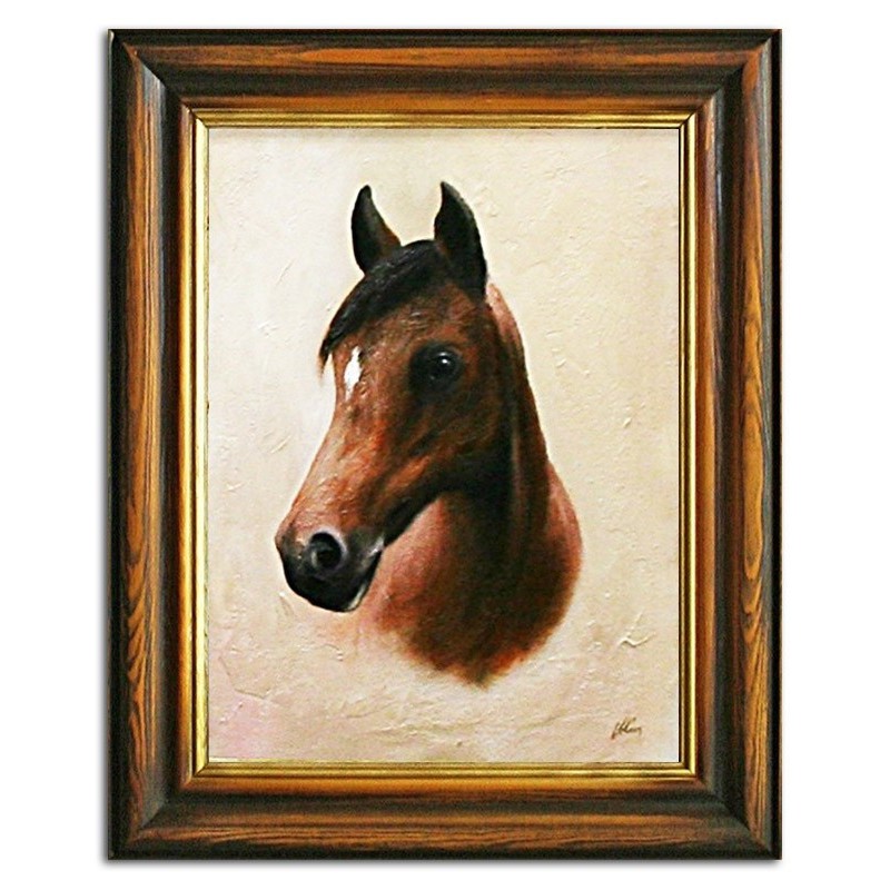  Obraz olejny ręcznie malowany 37x47cm Konie
