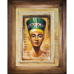  Obraz olejny ręcznie malowany 37x47cm Popiersie Nefertiti